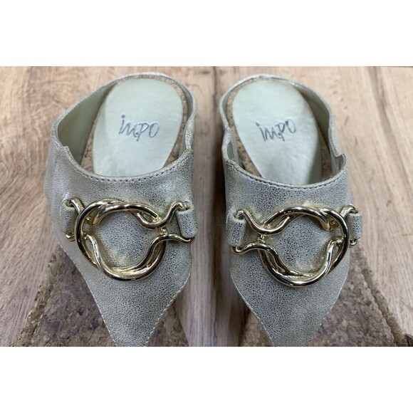 Impo Gwyneth Memory Foam Gold Cork Wedge Slip On Sandals Size 9 M Silver 4405676 - Picture 8 of 14
